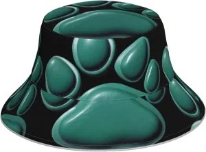 Green airbag paw Print Prints Reflective Bucket Hat Fashionable and Functional for Unisex Outdoor Activities, Black, One Size
