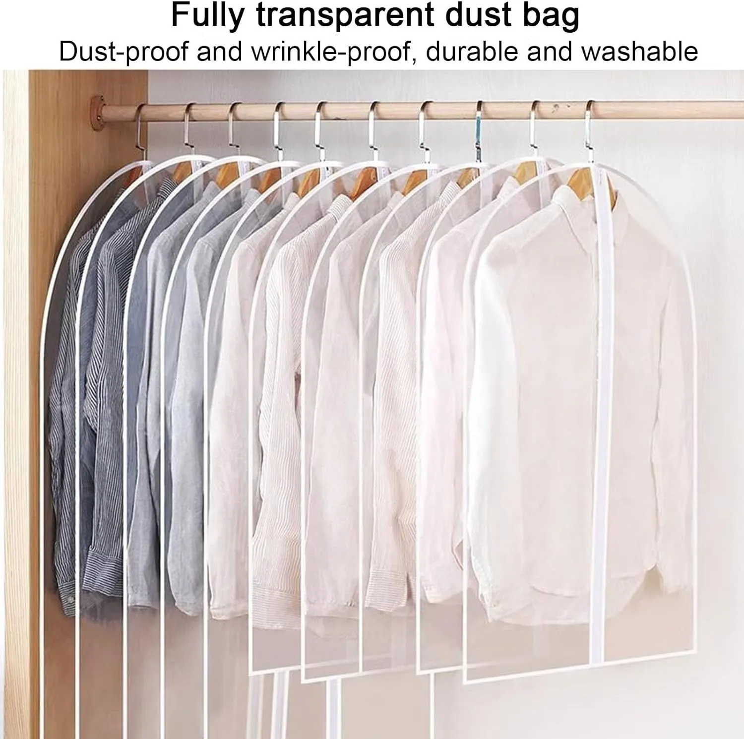 Hanging Garment Bags, Clothes Plastic Cover, EVA Waterproof Material, Translucent Design, Suitable for Coats, Skirts, Furs, Shirts(5 Packs)(60x140cm x55in)
