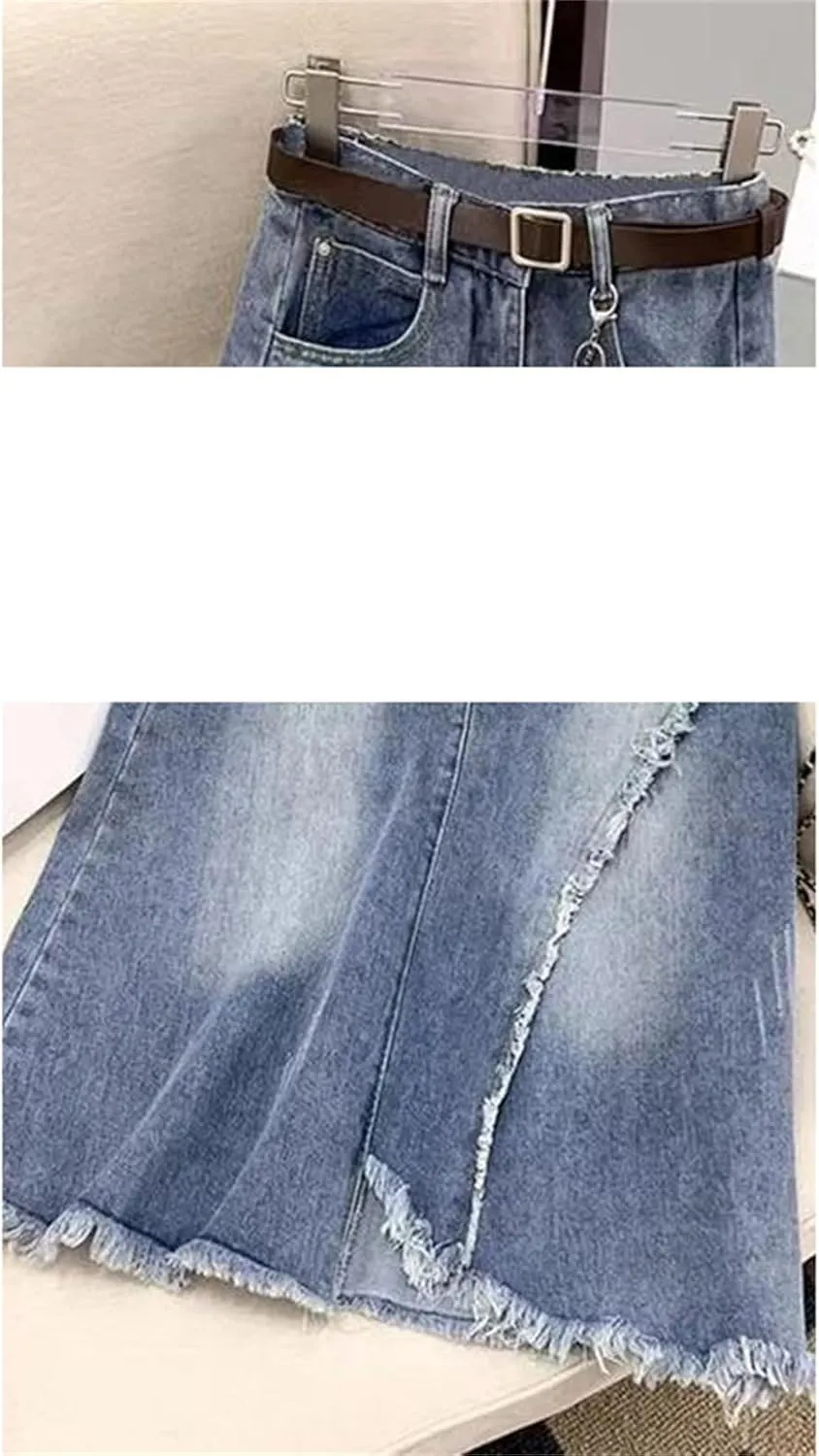 High Waisted Denim Skirt Slim Vintage A-Line Skirts Casual Women's Long Street Clothing