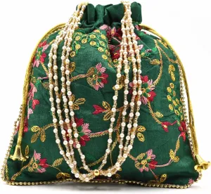 Indian Handmade Potli Bag Women's Embroidered Clutch Purse Pouch Drawstring Bag Wedding Favor Return Gift For Guests