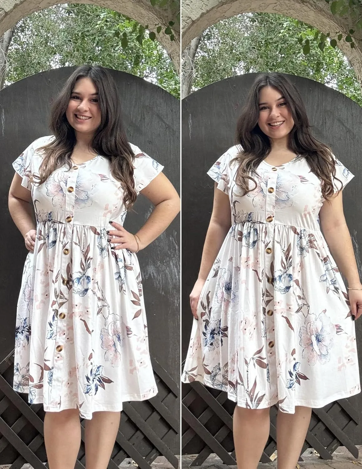 IN'VOLAND Plus Size Summer Dresses for Women Casual Floral A-line Dress Flowy Beach Sundress with Pockets