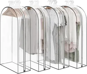 IRYZE Garment Bag for Travel, 4 Pack 40 Clear Garment Bag For Hanging Clothes With 10 Gusseted Suit Bags Suit Luggage Bag, 60*25.5*102cm