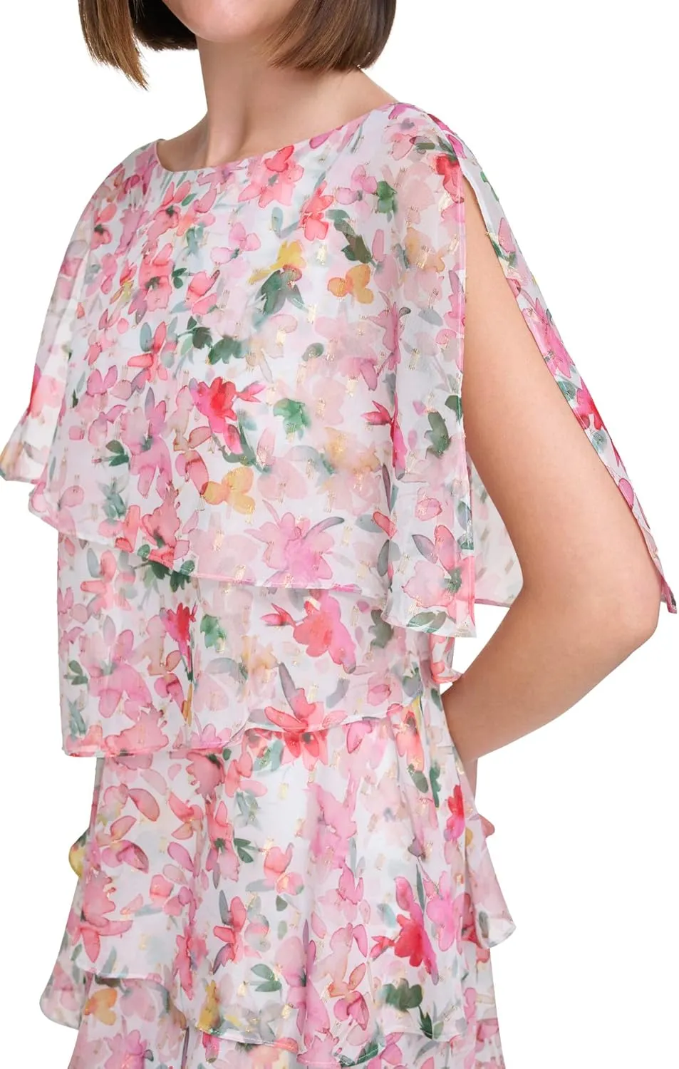 Jessica Howard Women's Mini Floral Chiffon Cocktail Party Dress