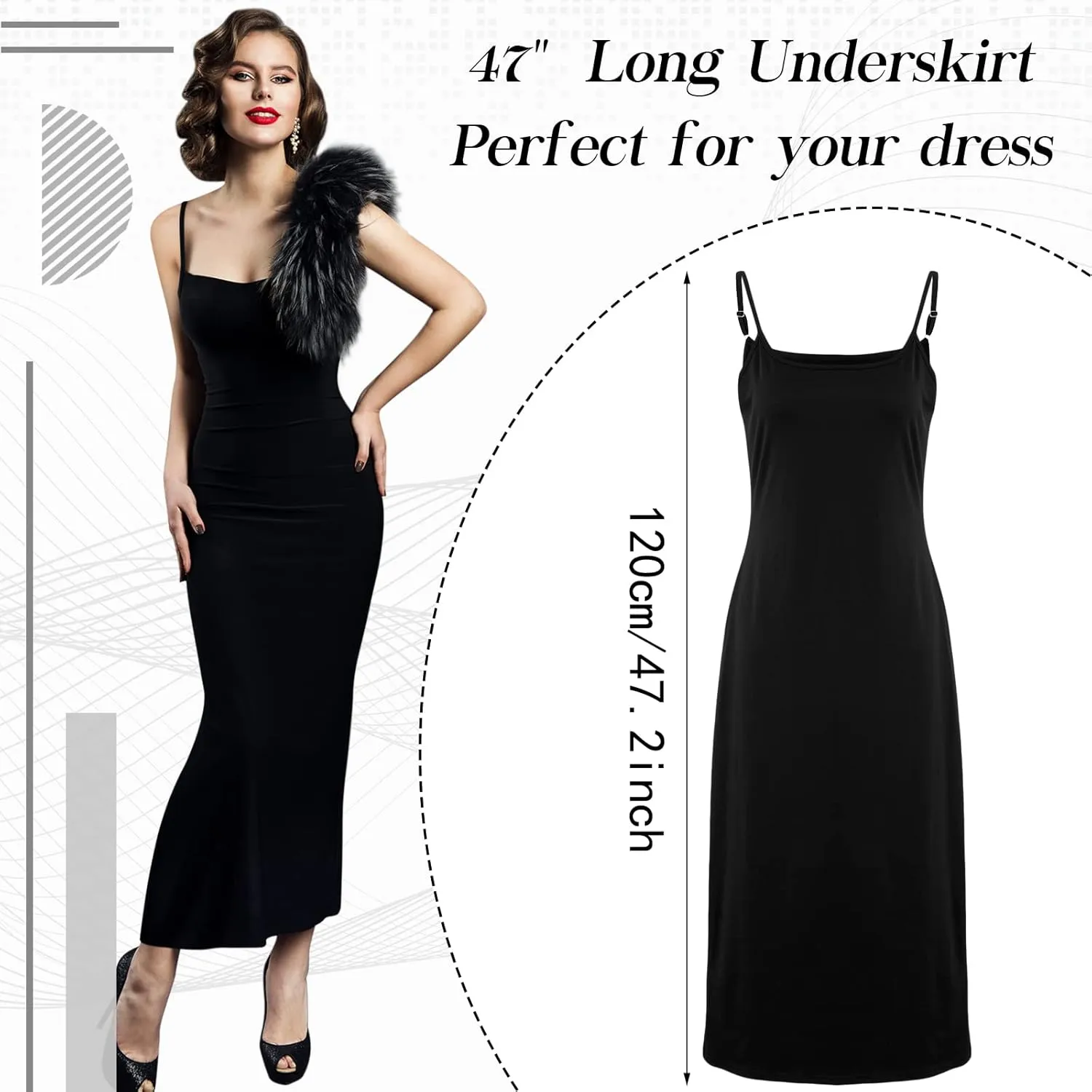 Jiuguva 2 Pcs Full Slip for Under Dresses Adjustable Spaghetti Strap Sleeveless Nightgown Women's Slip Long Dress