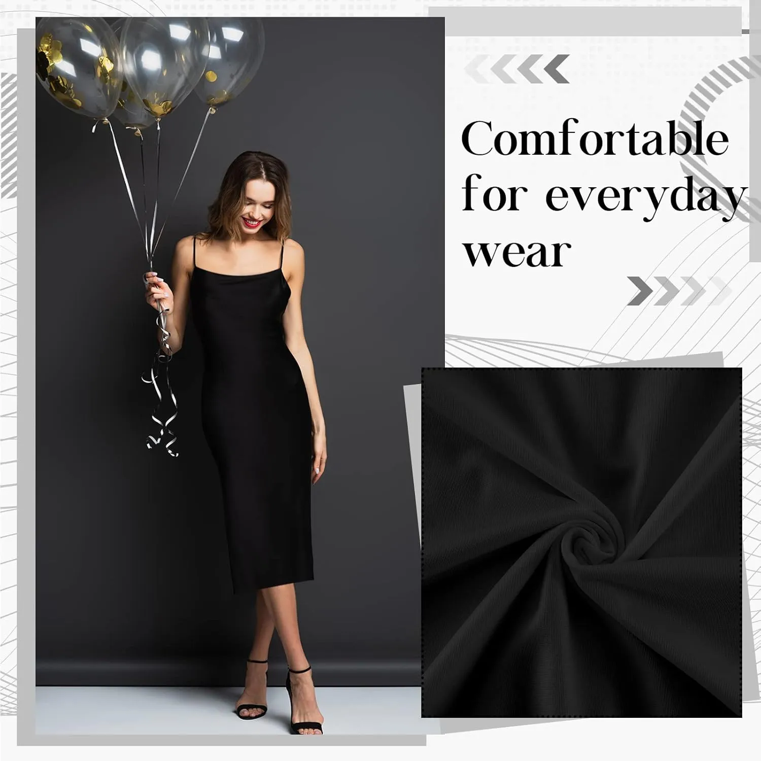 Jiuguva 2 Pcs Full Slip for Under Dresses Adjustable Spaghetti Strap Sleeveless Nightgown Women's Slip Long Dress
