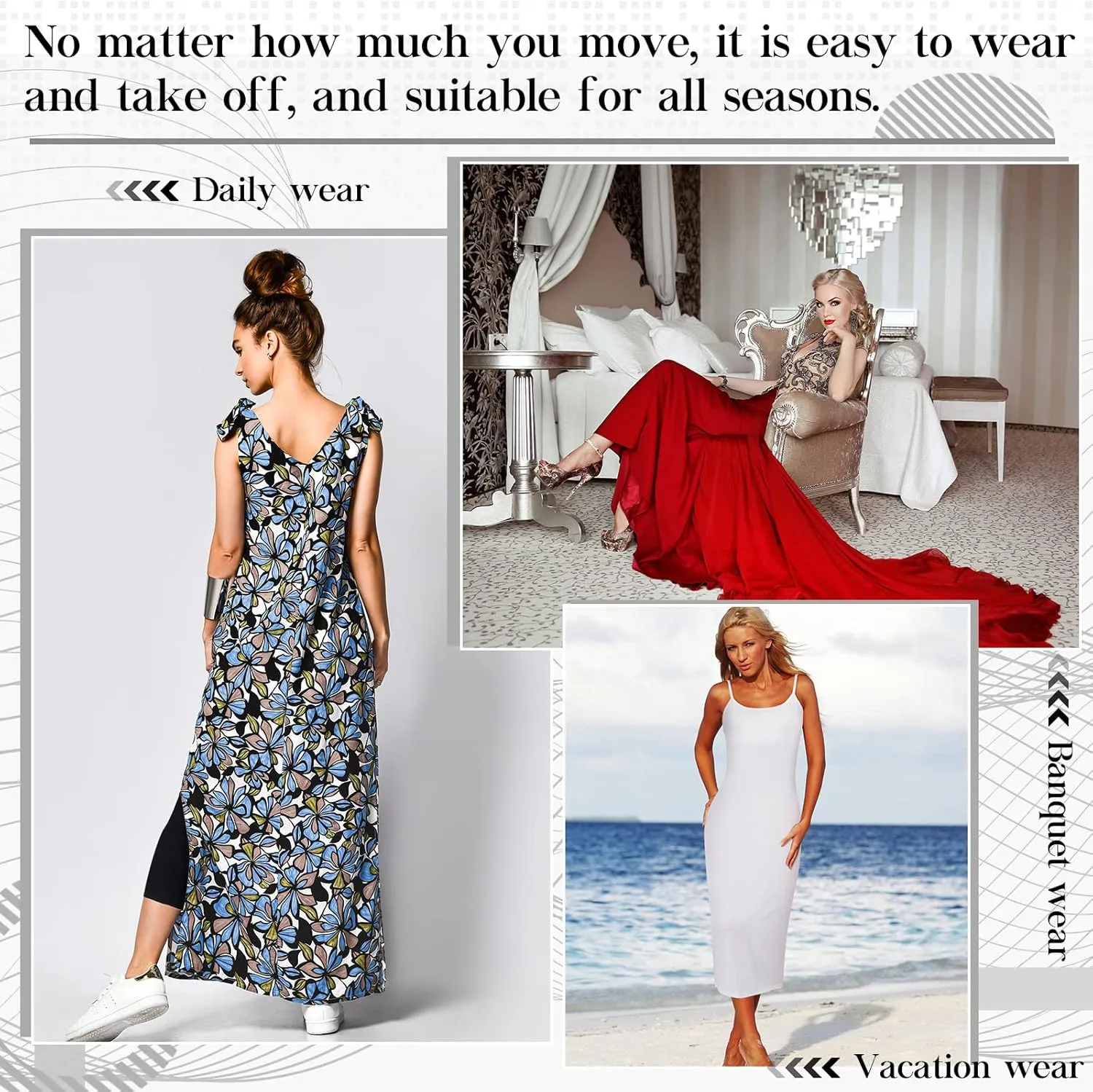 Jiuguva 2 Pcs Full Slip for Under Dresses Adjustable Spaghetti Strap Sleeveless Nightgown Women's Slip Long Dress