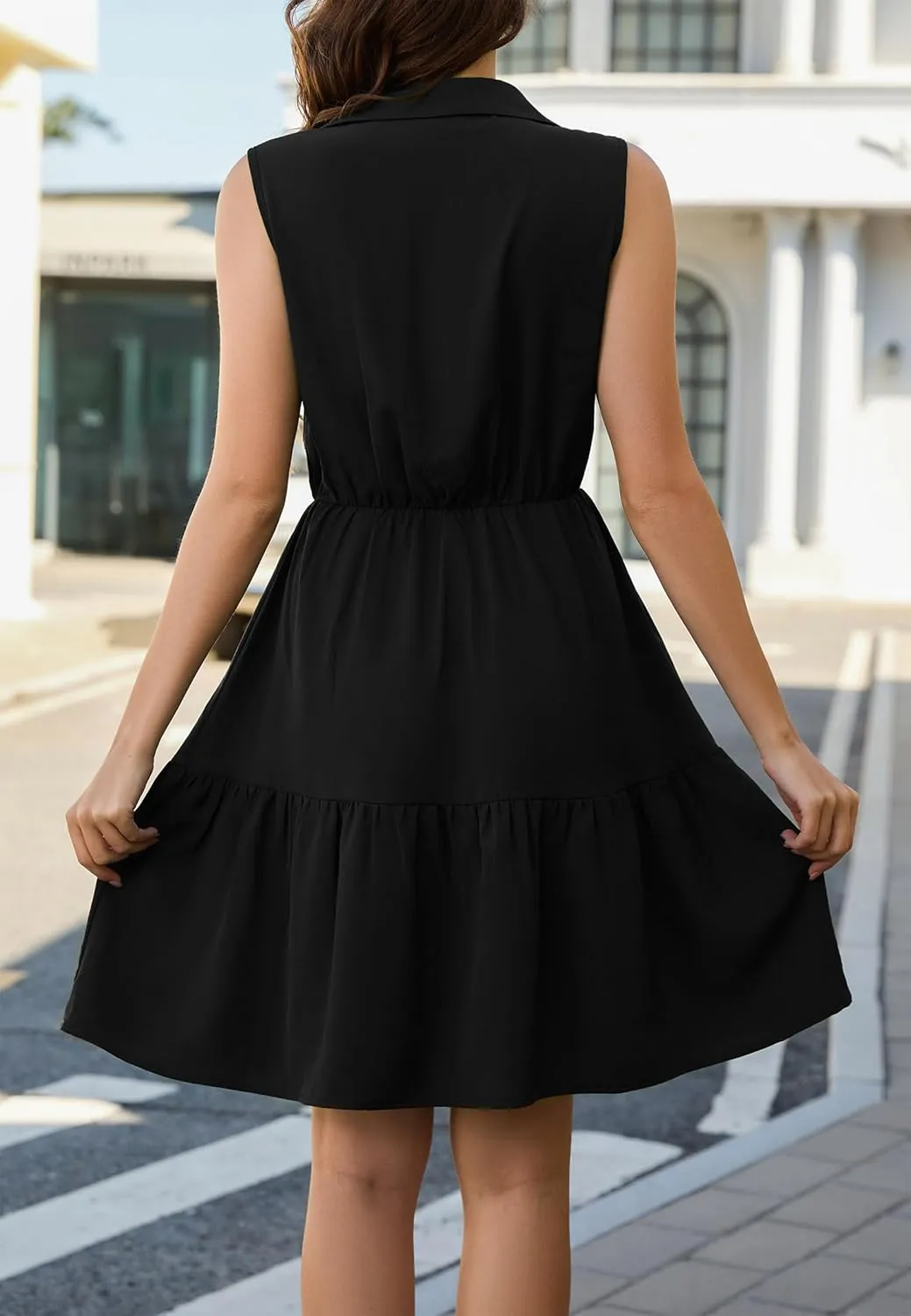 Kormei Women's Casual Summer Sleeveless V Neck Button Short Dress Boho Floral A line Shirts Sundress