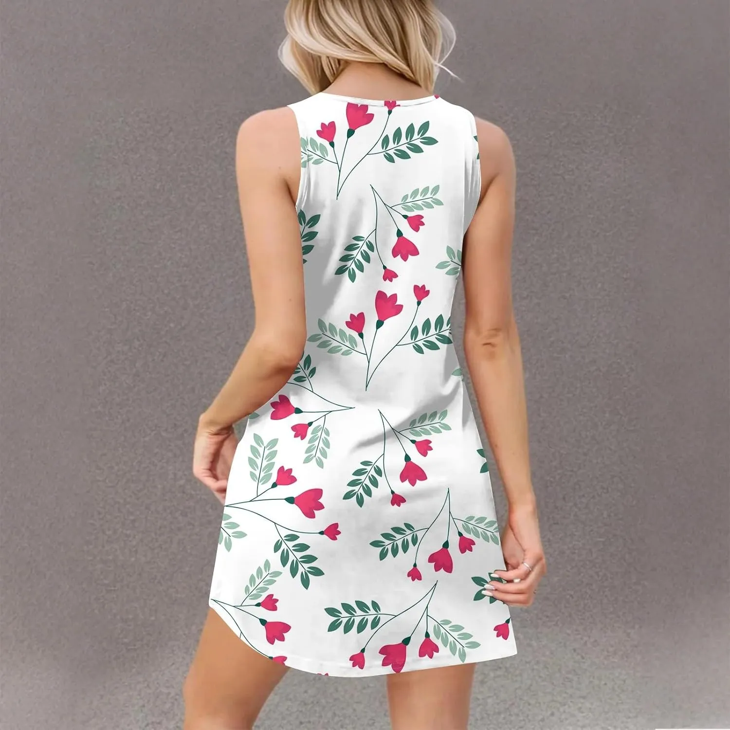 Ladies Dressy Sleeveless Sexy Dress Evening Wear Floral Print Party Beach V-Neck Vacation Clubwear Fashion Dresses