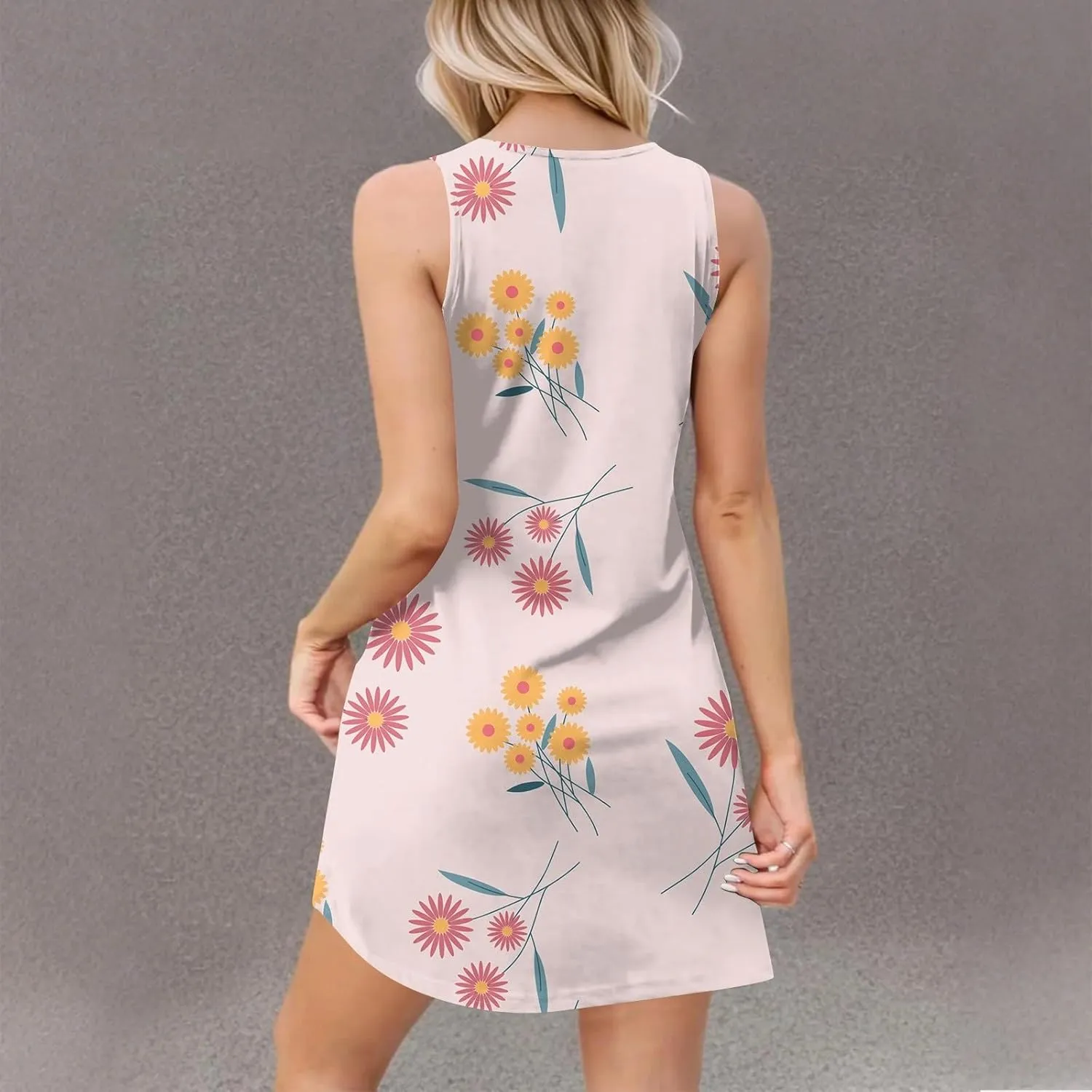 Ladies Dressy Sleeveless Sexy Dress Evening Wear Floral Print Party Beach V-Neck Vacation Clubwear Fashion Dresses