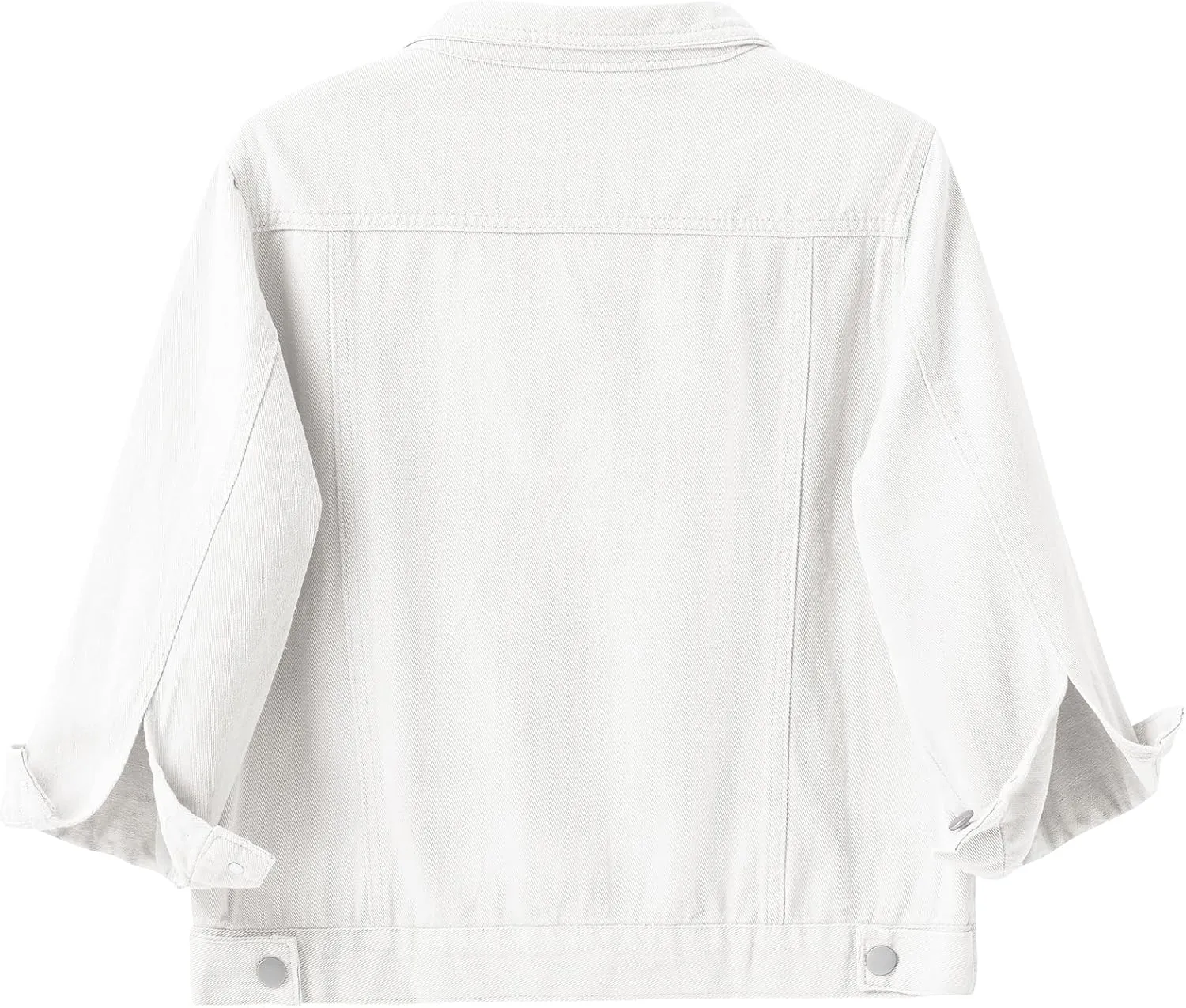 Locachy Womens 3/4 Sleeve Short Embroidered Rivet Pearl Denim Jacket Button Down Cropped Denim Jean Jacket Coat