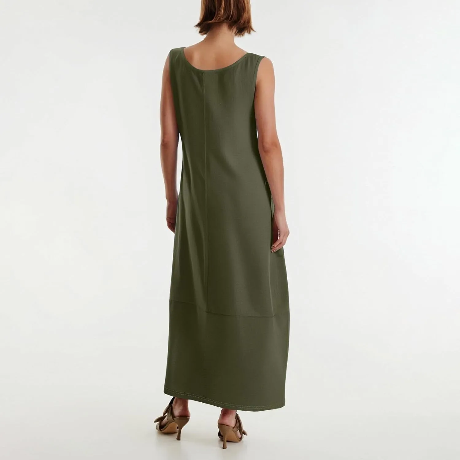 Maxi Dresses for Women 2025 Summer Beach Vacation Boho Dress Plus Size Sleeveless Crewneck Sundresses with Pockets