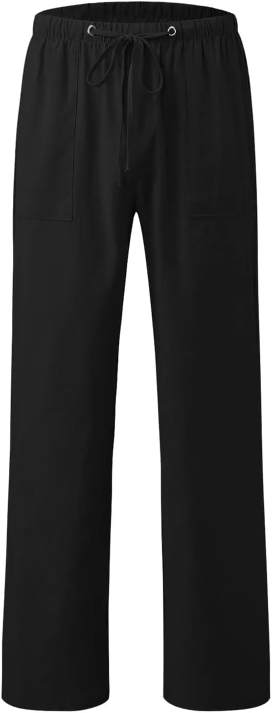Mens Pants Casual Cotton 2025 Loose Fit Lightweight Trendy Beach Pant Big and Tall Outdoor Fashion Relax Fit Outfits