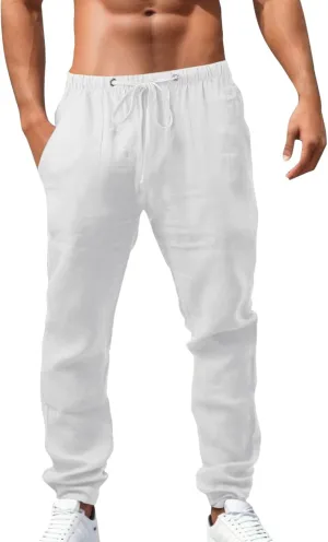 Mens Pants Casual Cotton 2025 Loose Fit Lightweight Trendy Beach Pant Big and Tall Outdoor Fashion Relax Fit Outfits