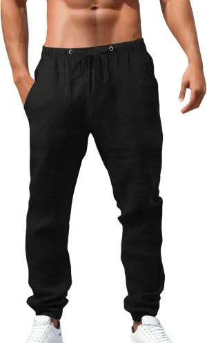 Mens Pants Casual Cotton 2025 Loose Fit Lightweight Trendy Beach Pant Big and Tall Outdoor Fashion Relax Fit Outfits