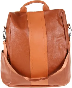 Multi Functional Theft Backpack Large Capacity Brown Leather Schoolbag for Women Shoulder Bag for Daily Use and Shopping