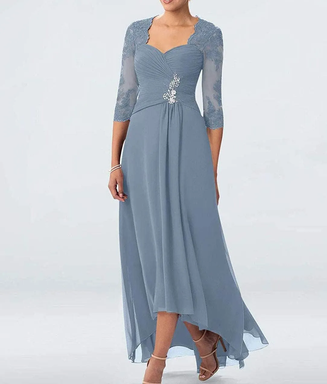 NABN Mother of The Bride Dress Chiffon Long Formal Evening Gowns Lace Wedding Guest Dresses for Women