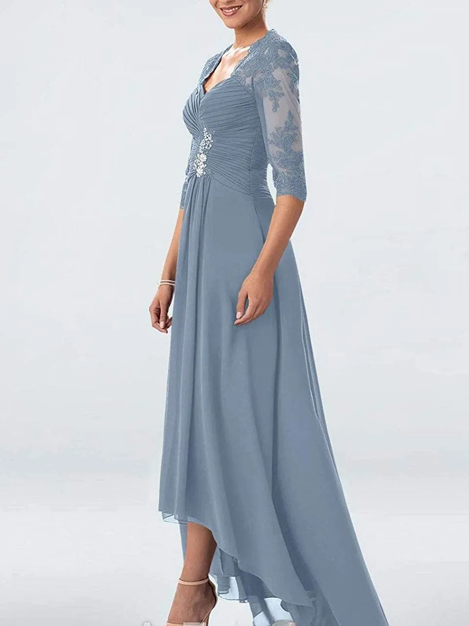 NABN Mother of The Bride Dress Chiffon Long Formal Evening Gowns Lace Wedding Guest Dresses for Women