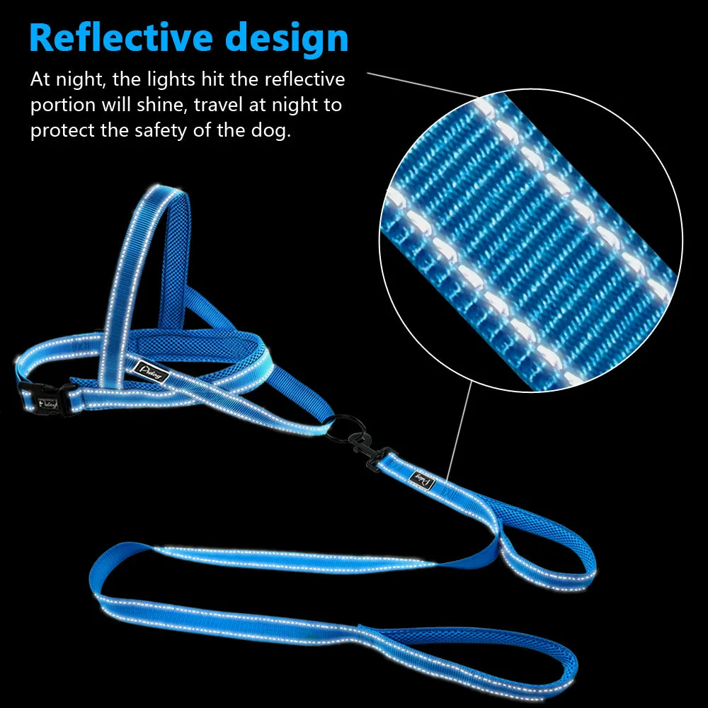No Pull Reflective Dog Leash Harness Set Pet Leash Vest For Small Meduim Large Dogs Perfect for Daily Training Walking XXS-L