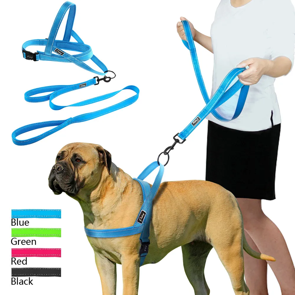 No Pull Reflective Dog Leash Harness Set Pet Leash Vest For Small Meduim Large Dogs Perfect for Daily Training Walking XXS-L