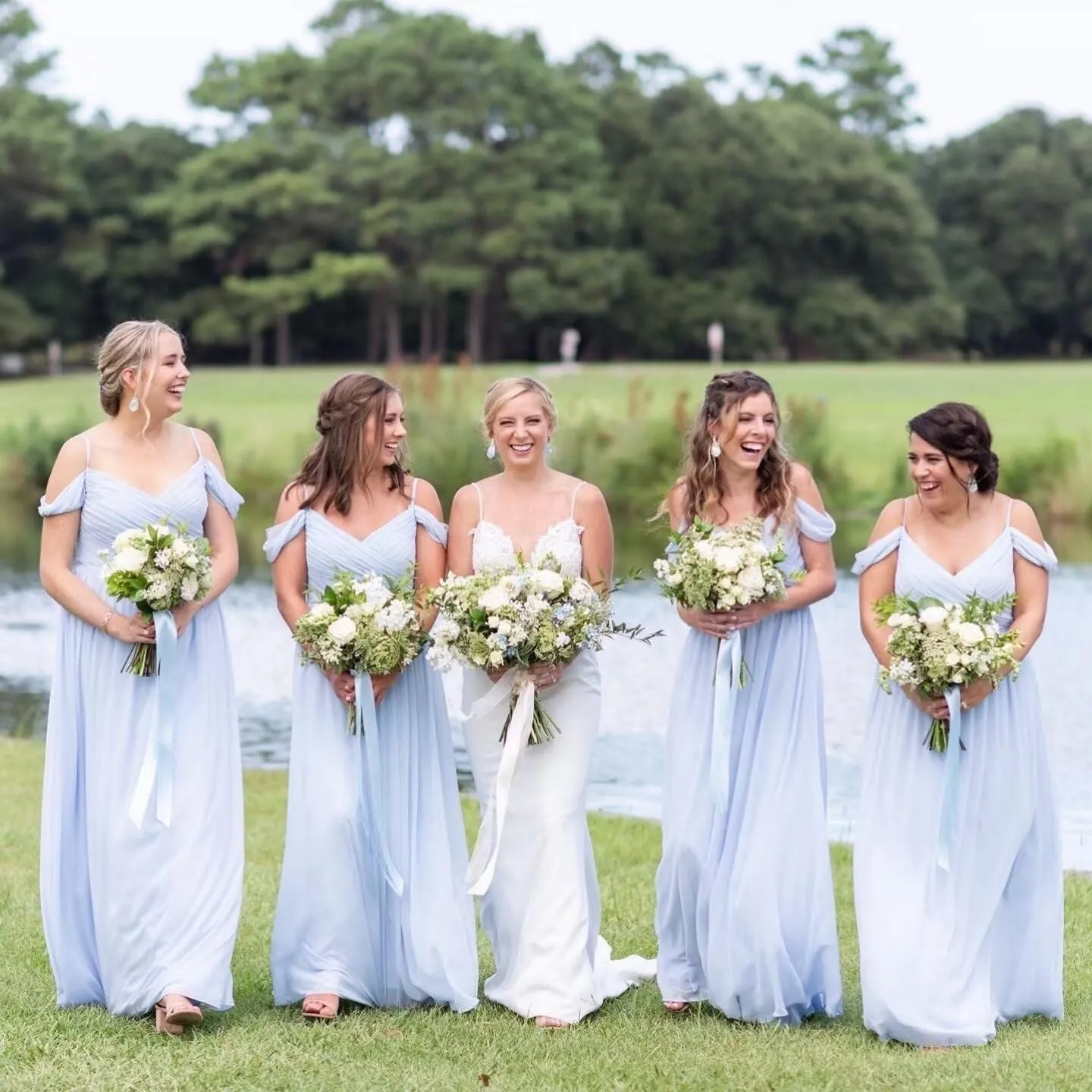 Off The Shoulder Bridesmaid Dresses Chiffon Formal Evening Dress with Slit A Line Long Pleated Prom Dress