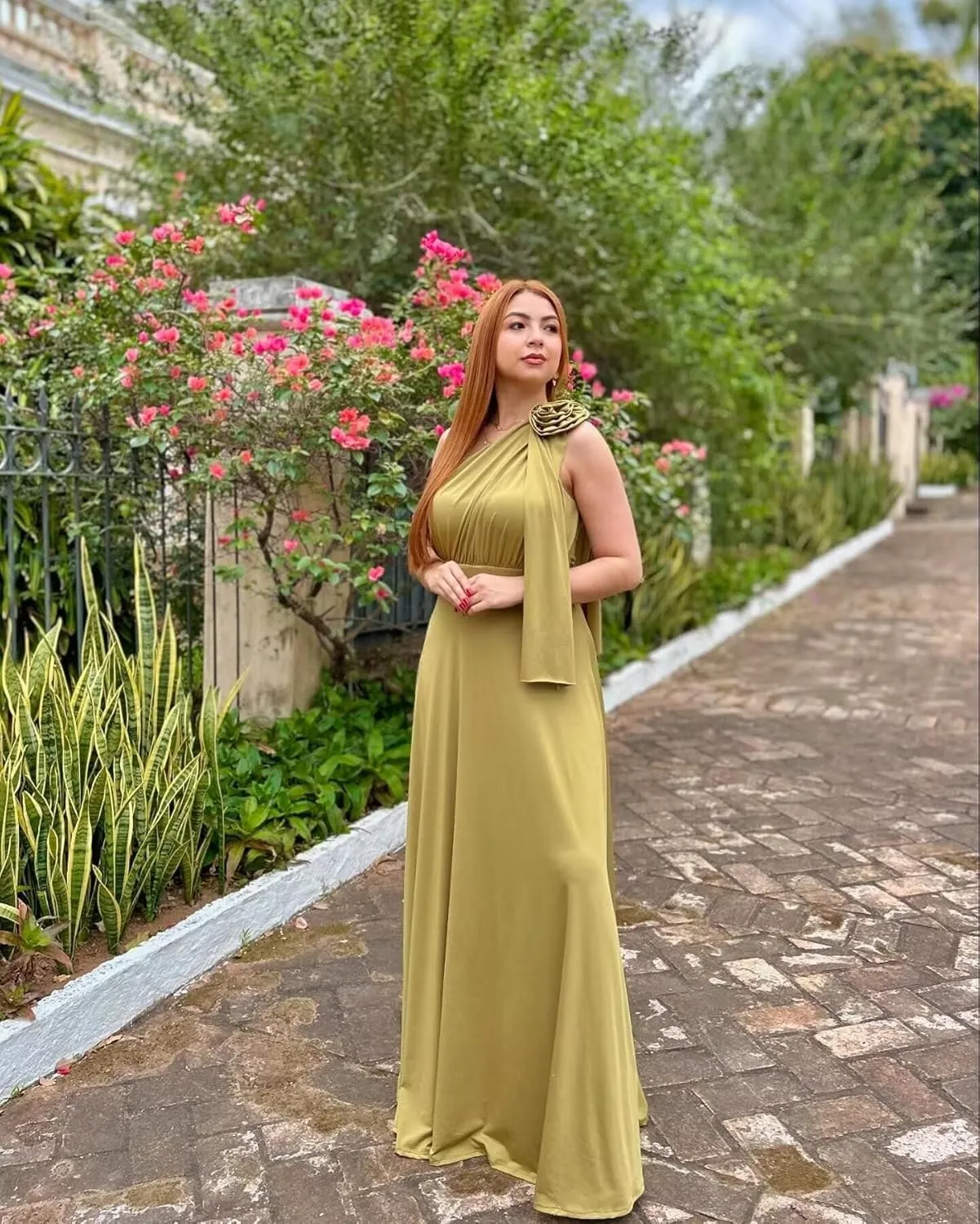 One Shoulder Prom Dress with Bow Formal Gown Chiffon Bridesmaid Dresses Long Evening Dress