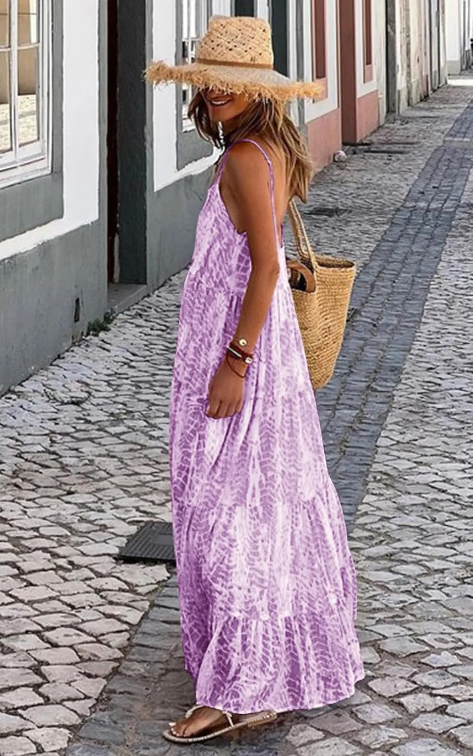 PRETTYGARDEN Women Summer Dresses 2025 Spaghetti Strap Scoop Neck Floral Maxi Dress Flowy Boho Long Sundress with Pockets
