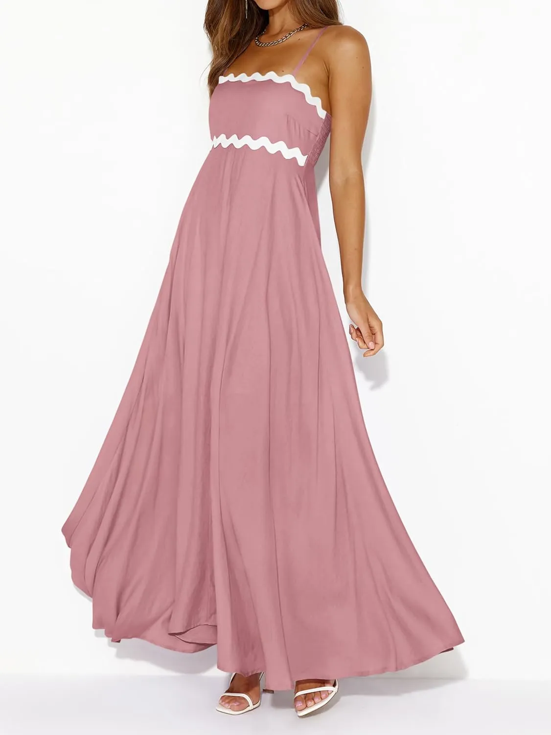 PRETTYGARDEN Womens Spaghetti Strap Maxi Dresses 2025 Summer Casual Sleeveless Smocked Boho A Line Long Flowy Beach Sundress