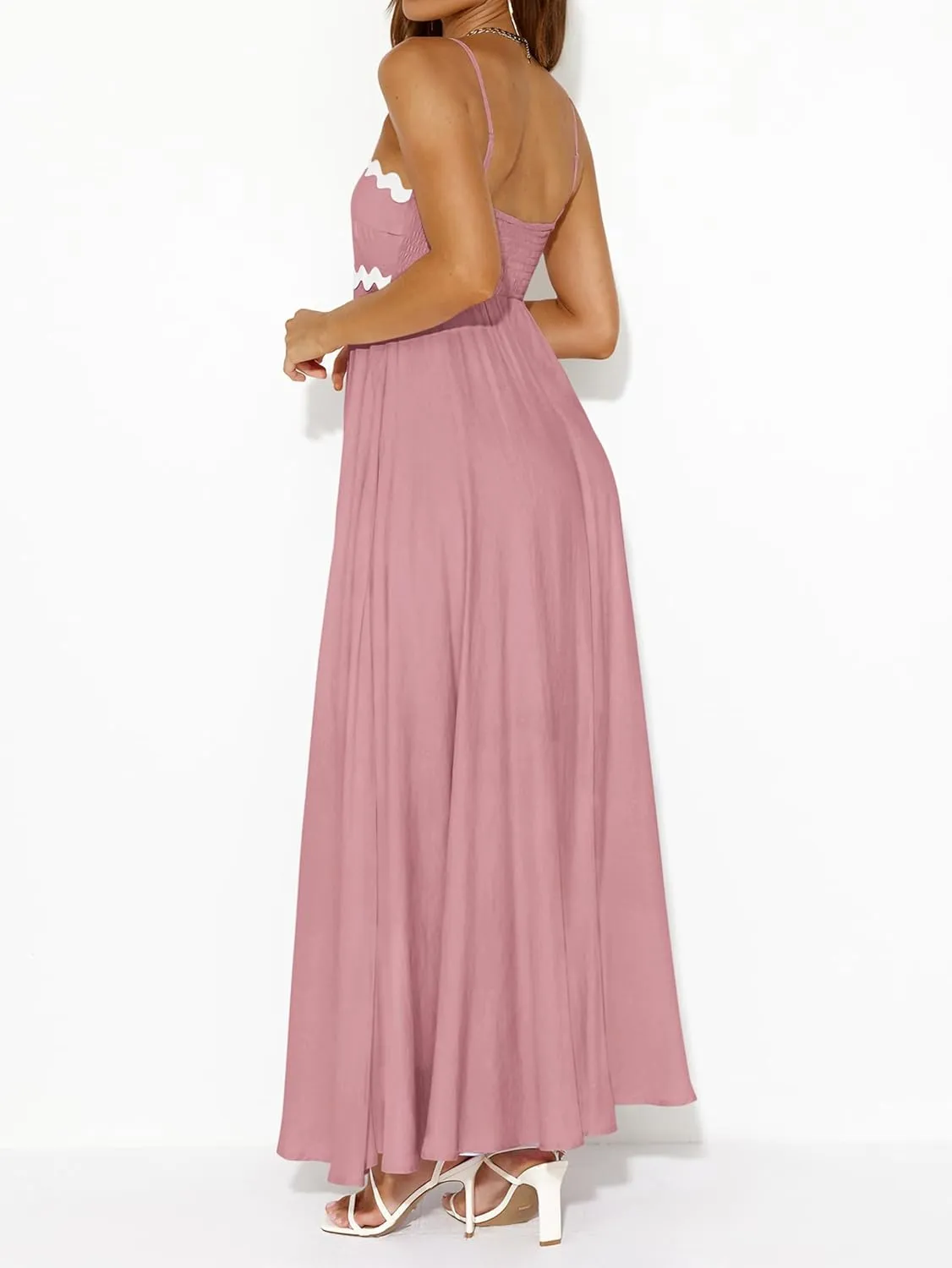 PRETTYGARDEN Womens Spaghetti Strap Maxi Dresses 2025 Summer Casual Sleeveless Smocked Boho A Line Long Flowy Beach Sundress