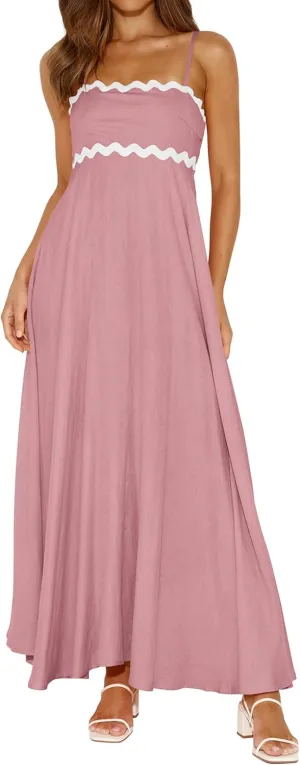 PRETTYGARDEN Womens Spaghetti Strap Maxi Dresses 2025 Summer Casual Sleeveless Smocked Boho A Line Long Flowy Beach Sundress