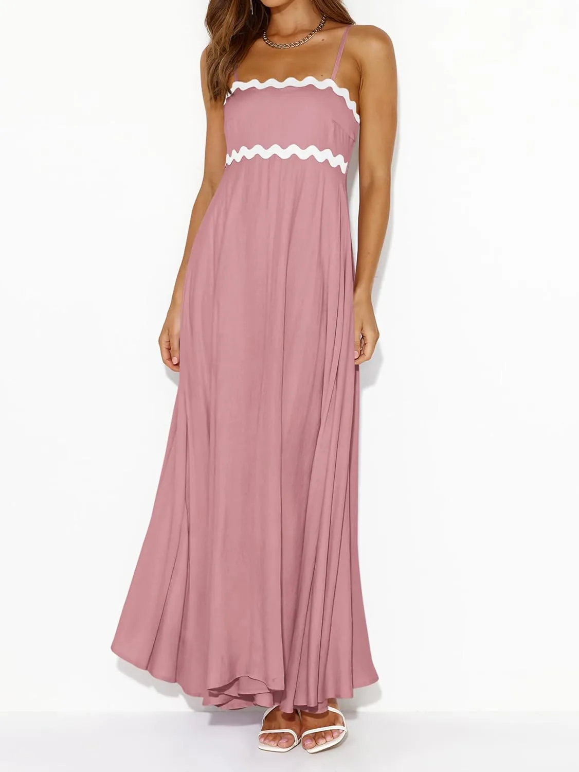 PRETTYGARDEN Womens Spaghetti Strap Maxi Dresses 2025 Summer Casual Sleeveless Smocked Boho A Line Long Flowy Beach Sundress