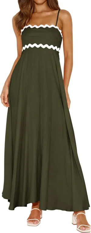 PRETTYGARDEN Womens Spaghetti Strap Maxi Dresses 2025 Summer Casual Sleeveless Smocked Boho A Line Long Flowy Beach Sundress