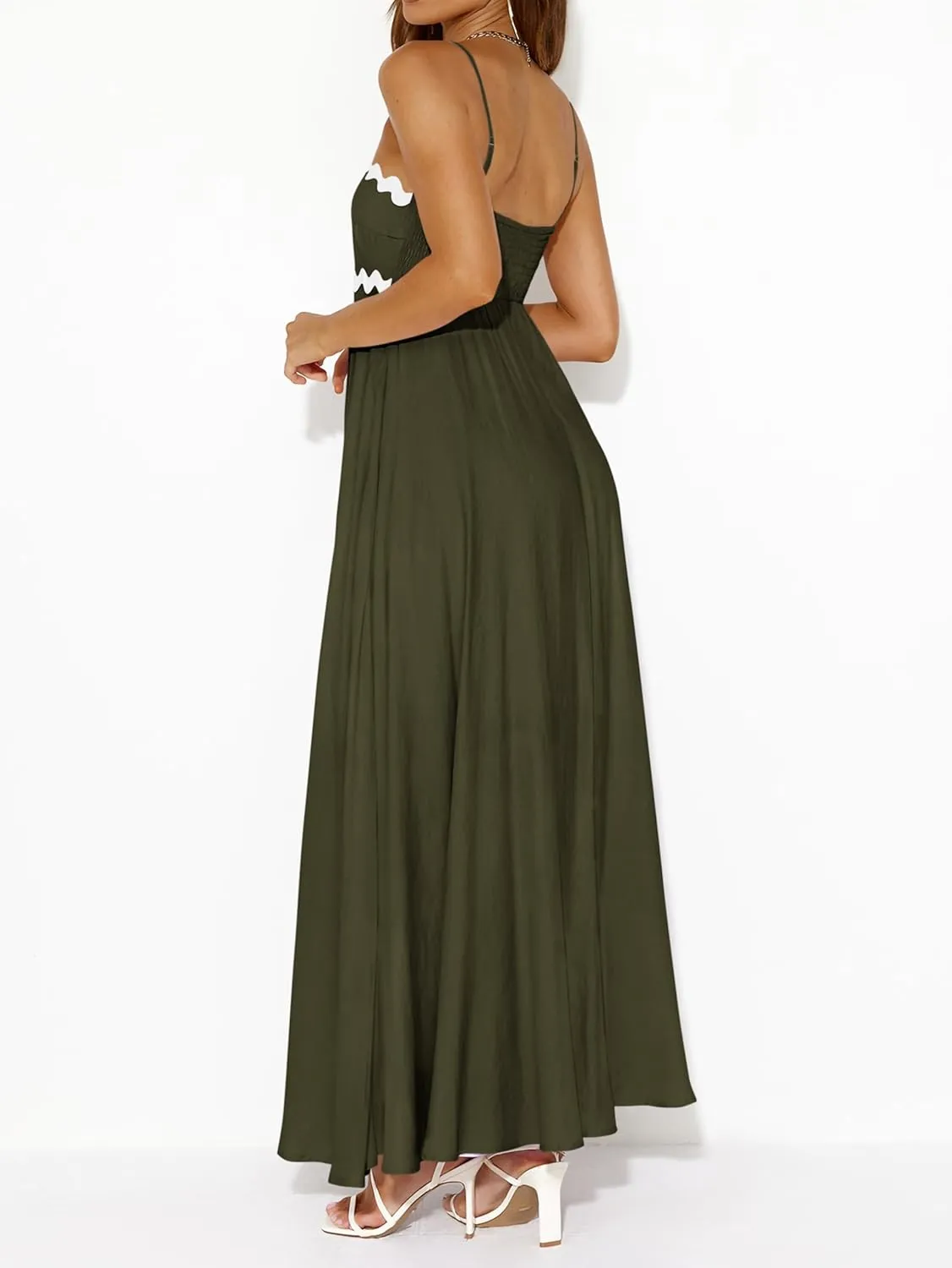 PRETTYGARDEN Womens Spaghetti Strap Maxi Dresses 2025 Summer Casual Sleeveless Smocked Boho A Line Long Flowy Beach Sundress