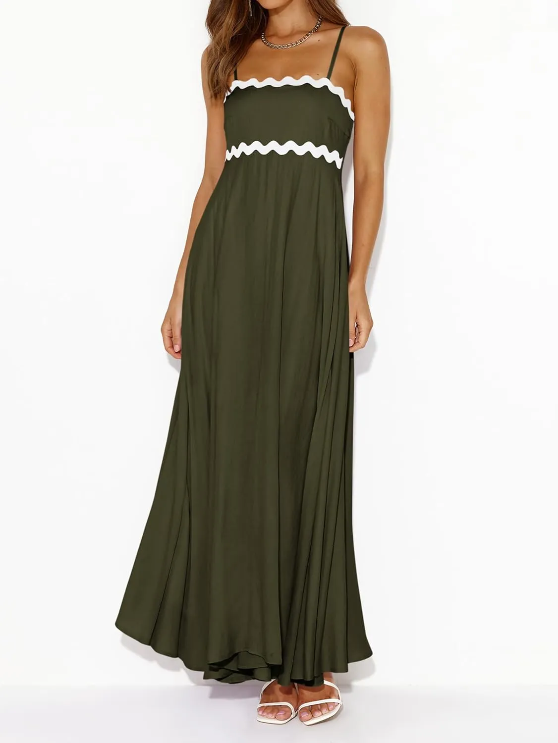 PRETTYGARDEN Womens Spaghetti Strap Maxi Dresses 2025 Summer Casual Sleeveless Smocked Boho A Line Long Flowy Beach Sundress