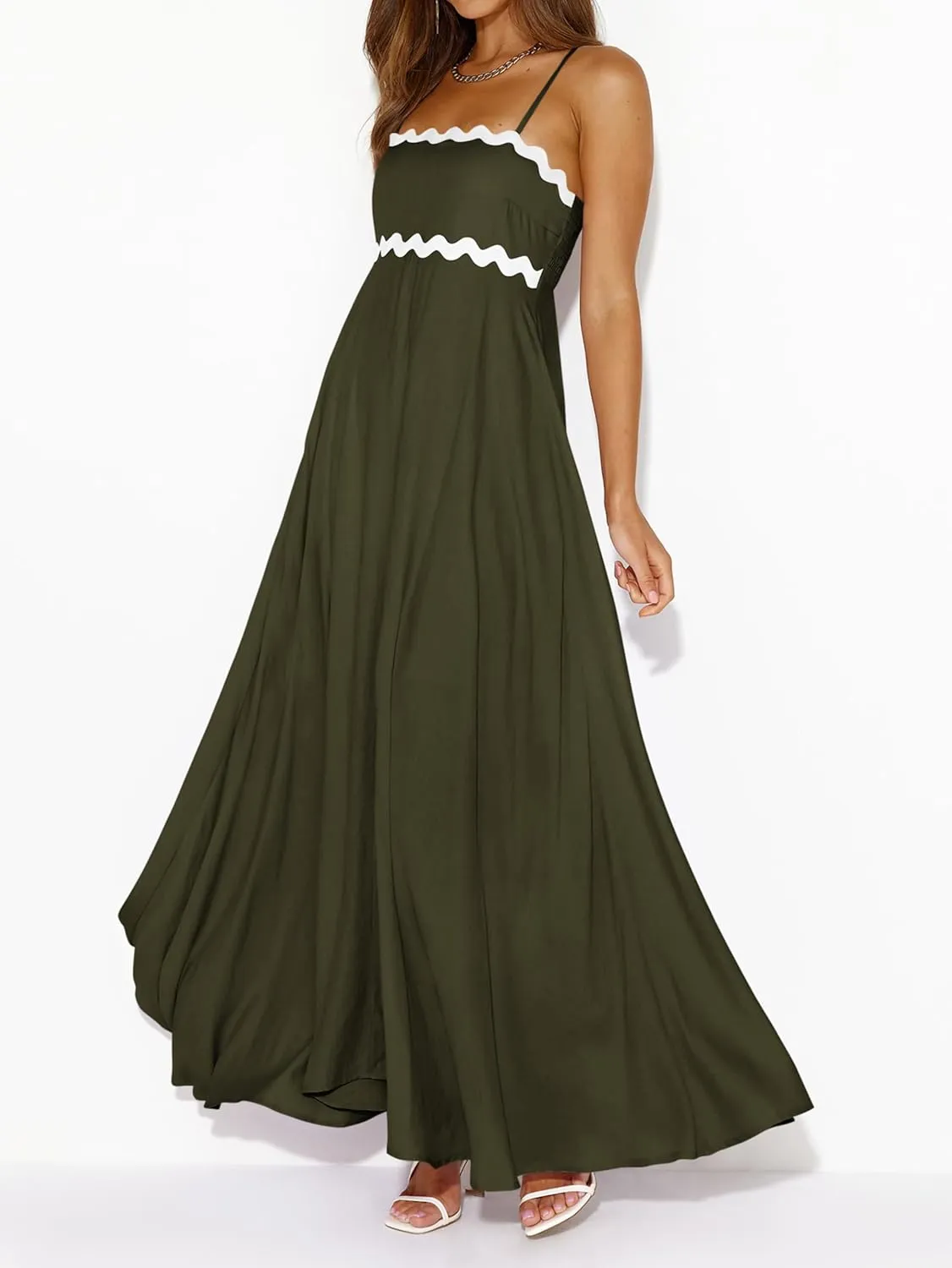 PRETTYGARDEN Womens Spaghetti Strap Maxi Dresses 2025 Summer Casual Sleeveless Smocked Boho A Line Long Flowy Beach Sundress
