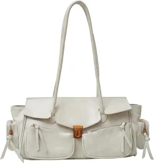 Retro Large Capacity Multi-functional Y2k Women's Tote Bag - Stylish Hobo Shoulder Bag with Multiple Pockets