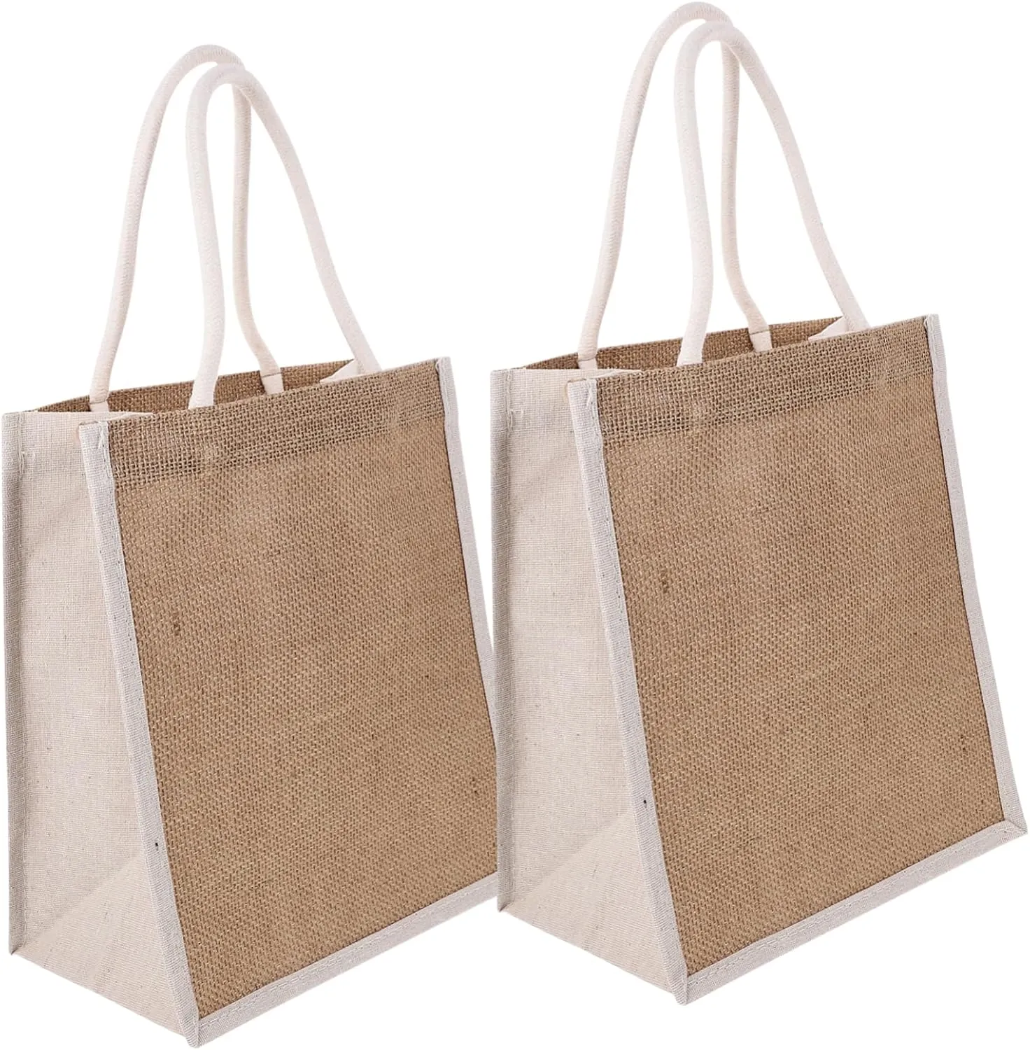 Reusable Tote Bag Handles 2pcs Burlap Tote Bag Large for Shopping Beach Wedding Party Functional