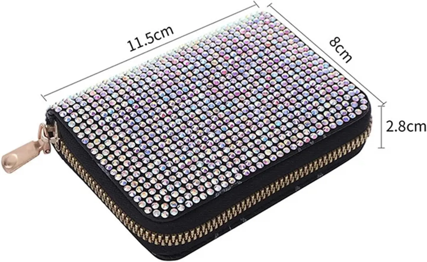 Rhinestone Small Wallet For Women Large-Capacity Multi-Card Slot Storage Bag Stylish Coin Purse Zipper For Wedding Party Prom(Sky blue)