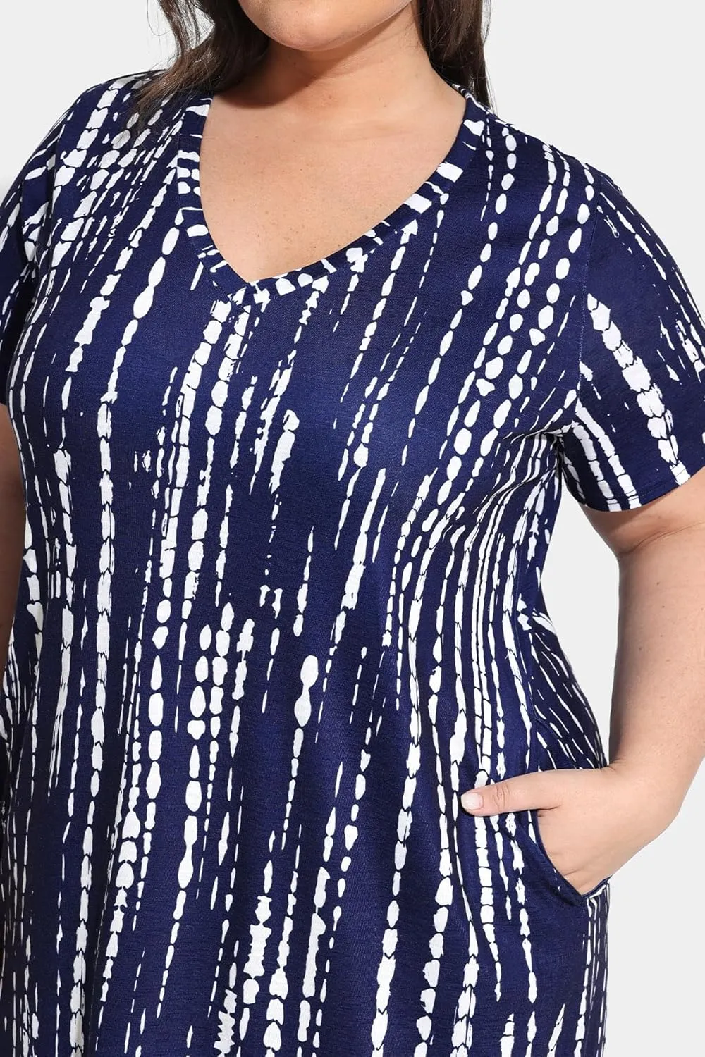 RITERA Plus Size Dresses for Women V Neck Casual Loose Pocket Short Sleeve Slits Maxi T Shirt Dress Summer Sundress XL-5XL