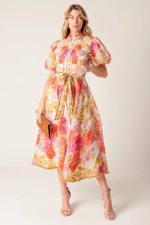 Rose Filigree Midi Dress