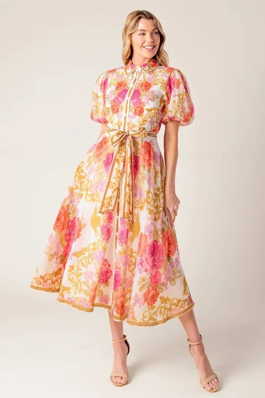 Rose Filigree Midi Dress