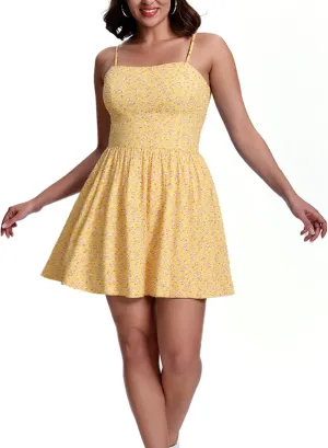 SeSe Code Summer Dresses for Women Spaghetti Strap Mini Sun Dress Casual Beach Sundress with Pockets