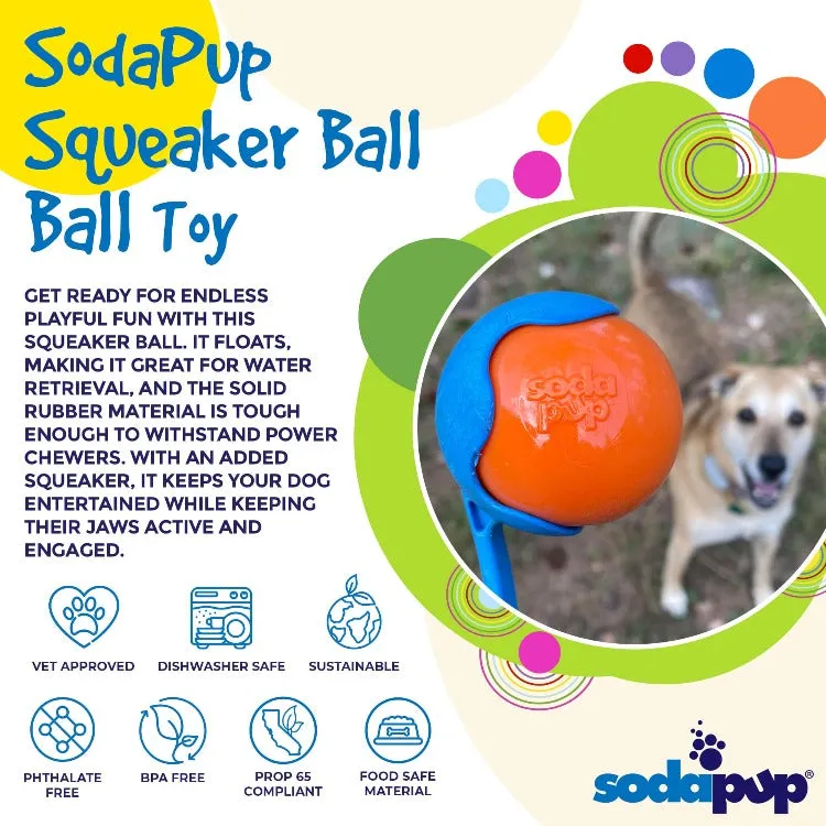 SodaPup Squeak Ball Ultra Durable PUP-X Squeaking, Chewing, Floating & Retrieving Ball Dog Toy
