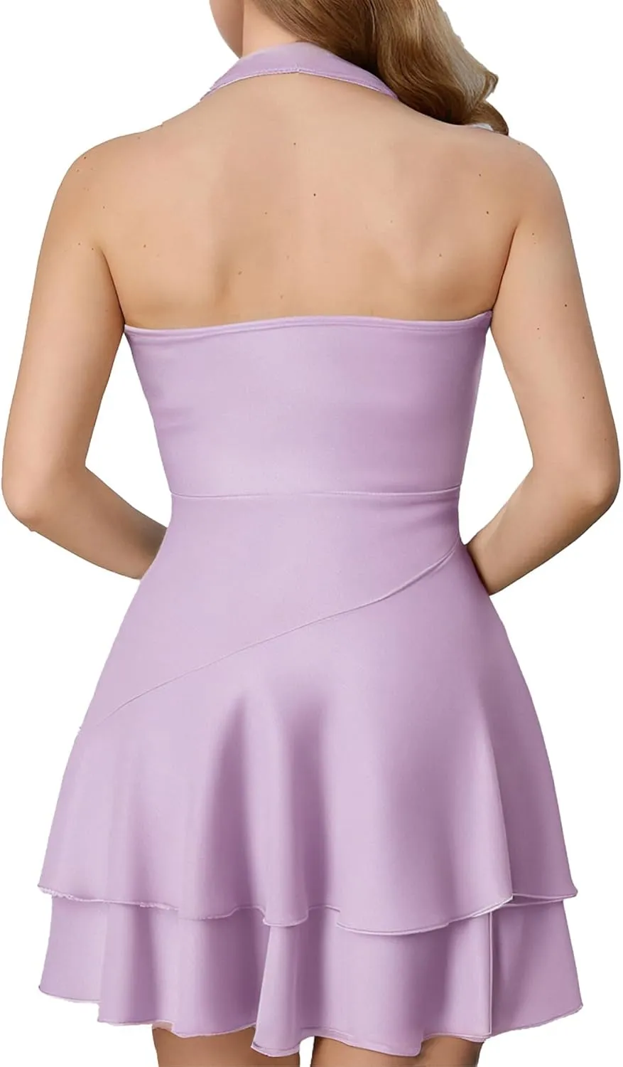 SOLY HUX Cute Halter Mini Dresses for Women Summer Sexy Club Party Backless Short Sundress