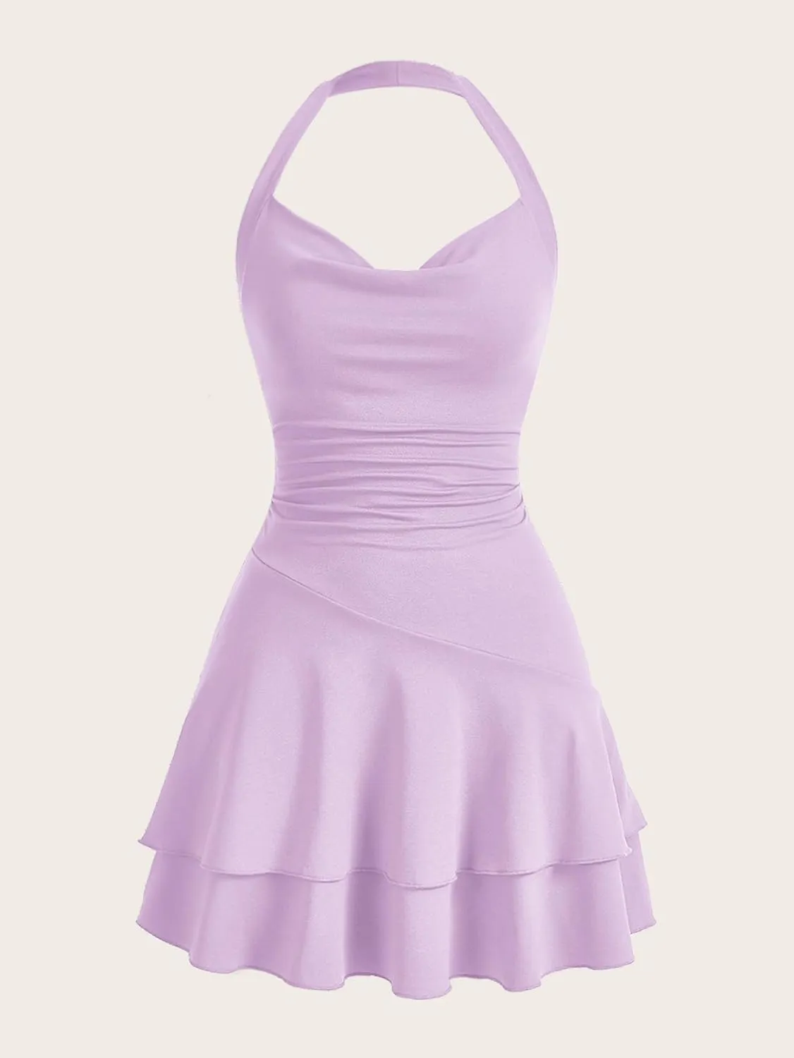 SOLY HUX Cute Halter Mini Dresses for Women Summer Sexy Club Party Backless Short Sundress