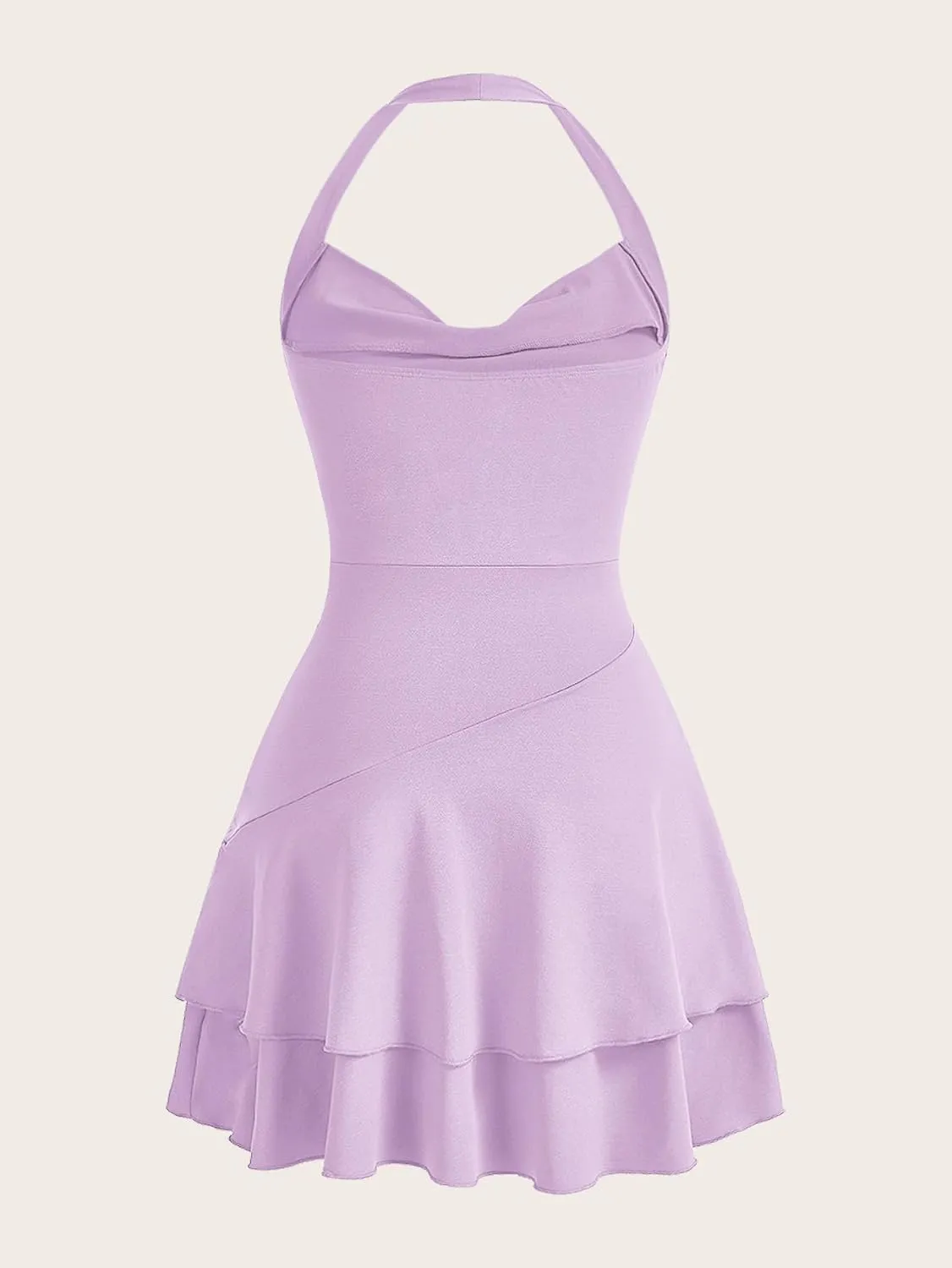 SOLY HUX Cute Halter Mini Dresses for Women Summer Sexy Club Party Backless Short Sundress