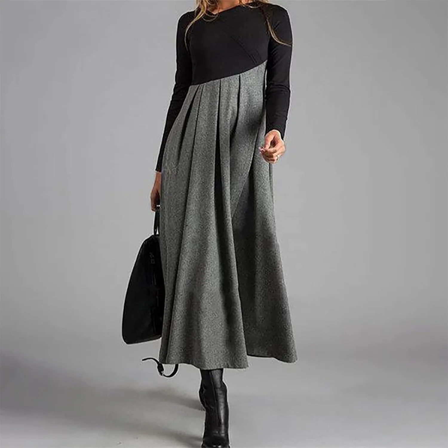 Spring Dresses for Women 2024 Boho Dress Casual Solid Color Mid-Sleeve Big Swing High Waist Dress Summer Wedding Dresses
