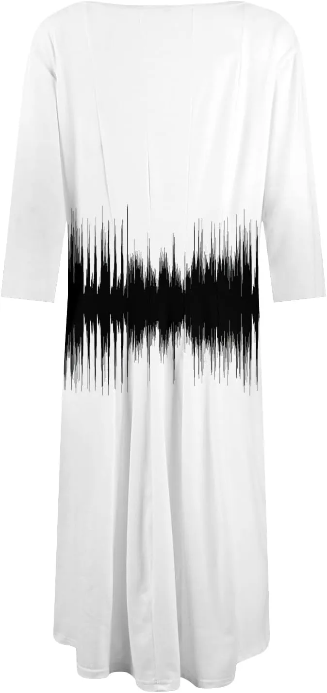Spring Midi Knee Length Dress for Women 3/4 Length Sleeve Ruched Dress Crew Neck Dresses A Line Dress with Pocket