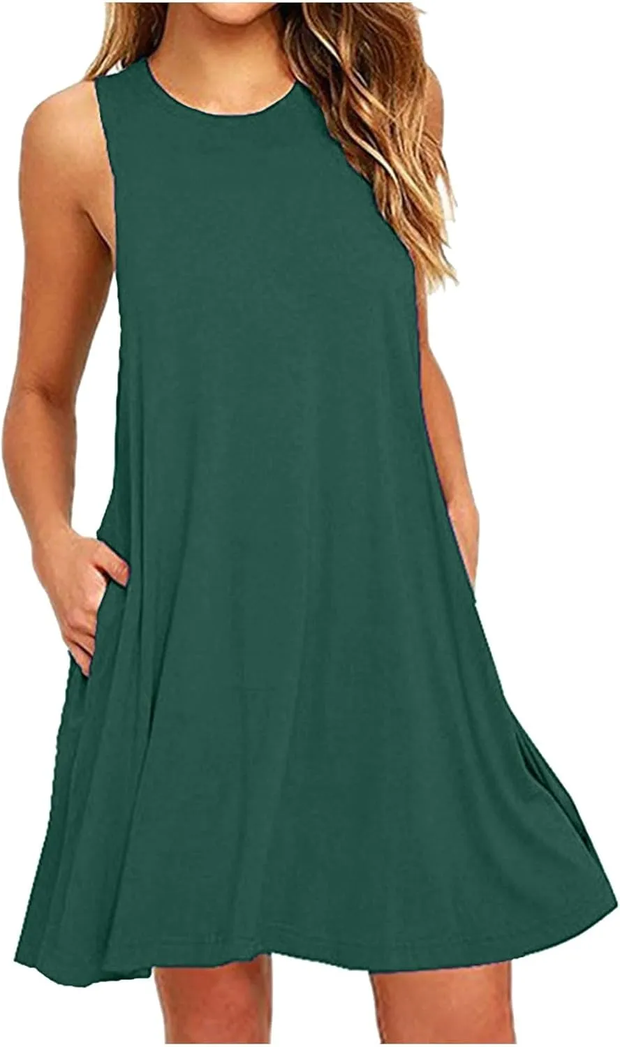 Summer Dresses for Women 2024 Island Vacation Sleeveless Sun Dresses Casual Boho Beach Tank Dress Loose Swing Sundress