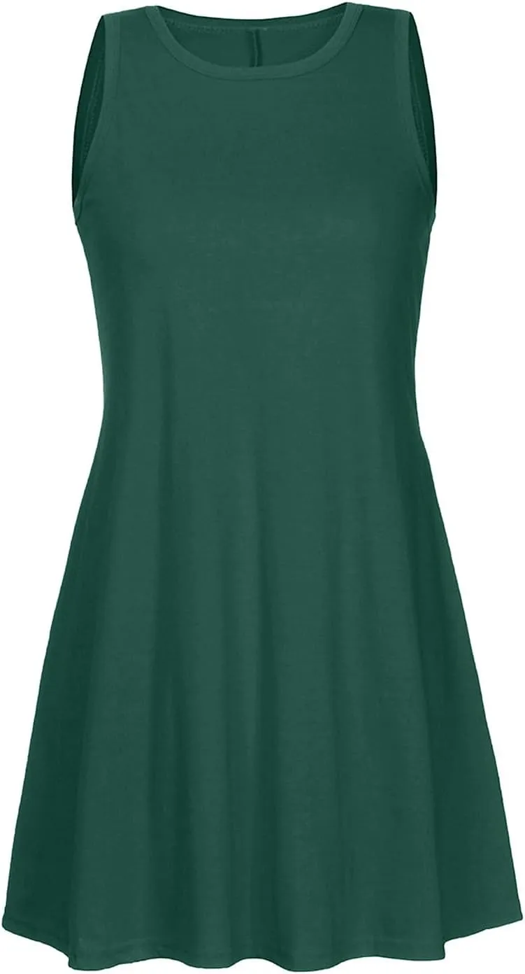 Summer Dresses for Women 2024 Island Vacation Sleeveless Sun Dresses Casual Boho Beach Tank Dress Loose Swing Sundress