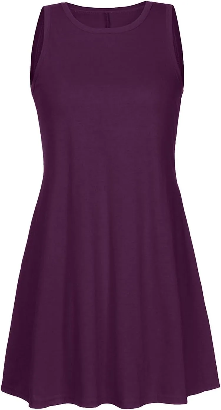 Summer Dresses for Women 2024 Island Vacation Sleeveless Sun Dresses Casual Boho Beach Tank Dress Loose Swing Sundress